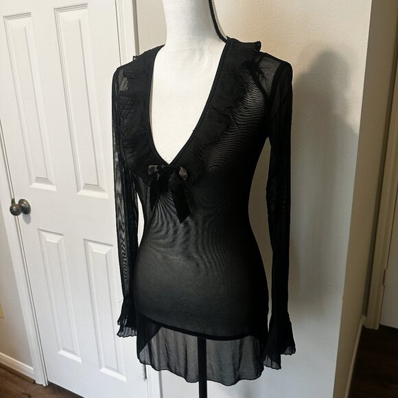 Dreamgirl sheer black long sleeve top - Size L - Picture 3 of 4